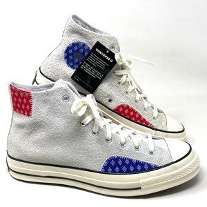 Converse Chuck 70 HI Photon Dust High Top Red Blue White Mens Hair Suede 166854C